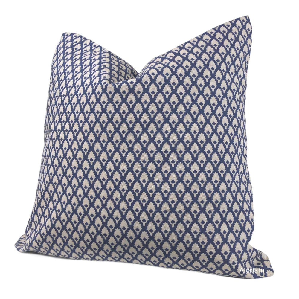 Calais Indigo Blue Beige Pillow Cover (Made from Lacefield Designs fabric) - Aloriam