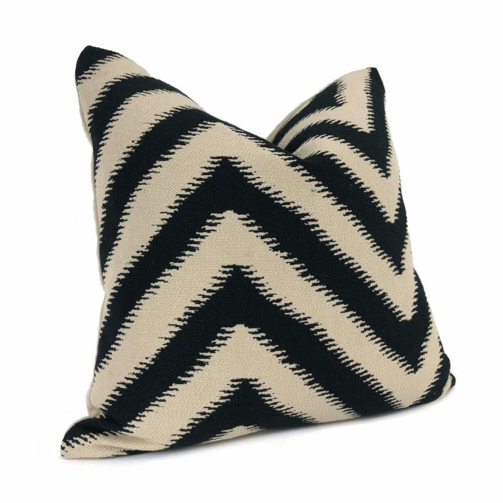 Camberwell Black Beige Serrated Chevron Lumbar Pillow 12x18 12x20 12x24 14x20 16x26