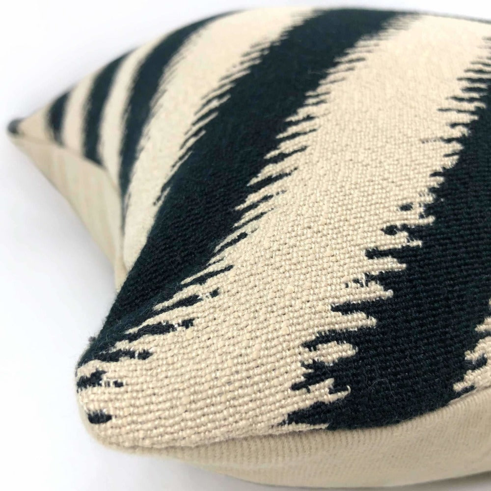 Camberwell Black Beige Serrated Chevron Throw Pillow Cushion 16x16 18x18 20x20 22x22