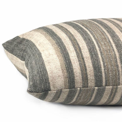 Cape Cod Brown Beige Stripe Cotton Print Pillow Cover - Aloriam