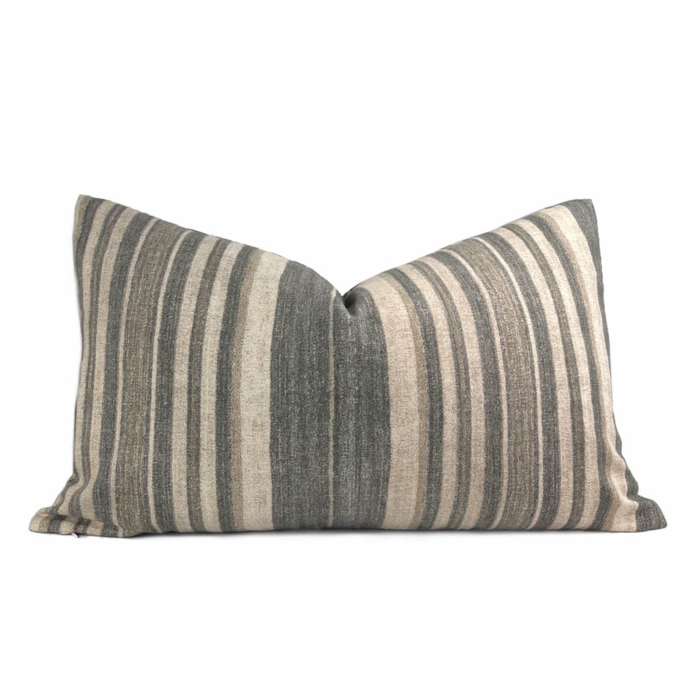 Cape Cod Brown Beige Stripe Cotton Print Pillow Cover - Aloriam