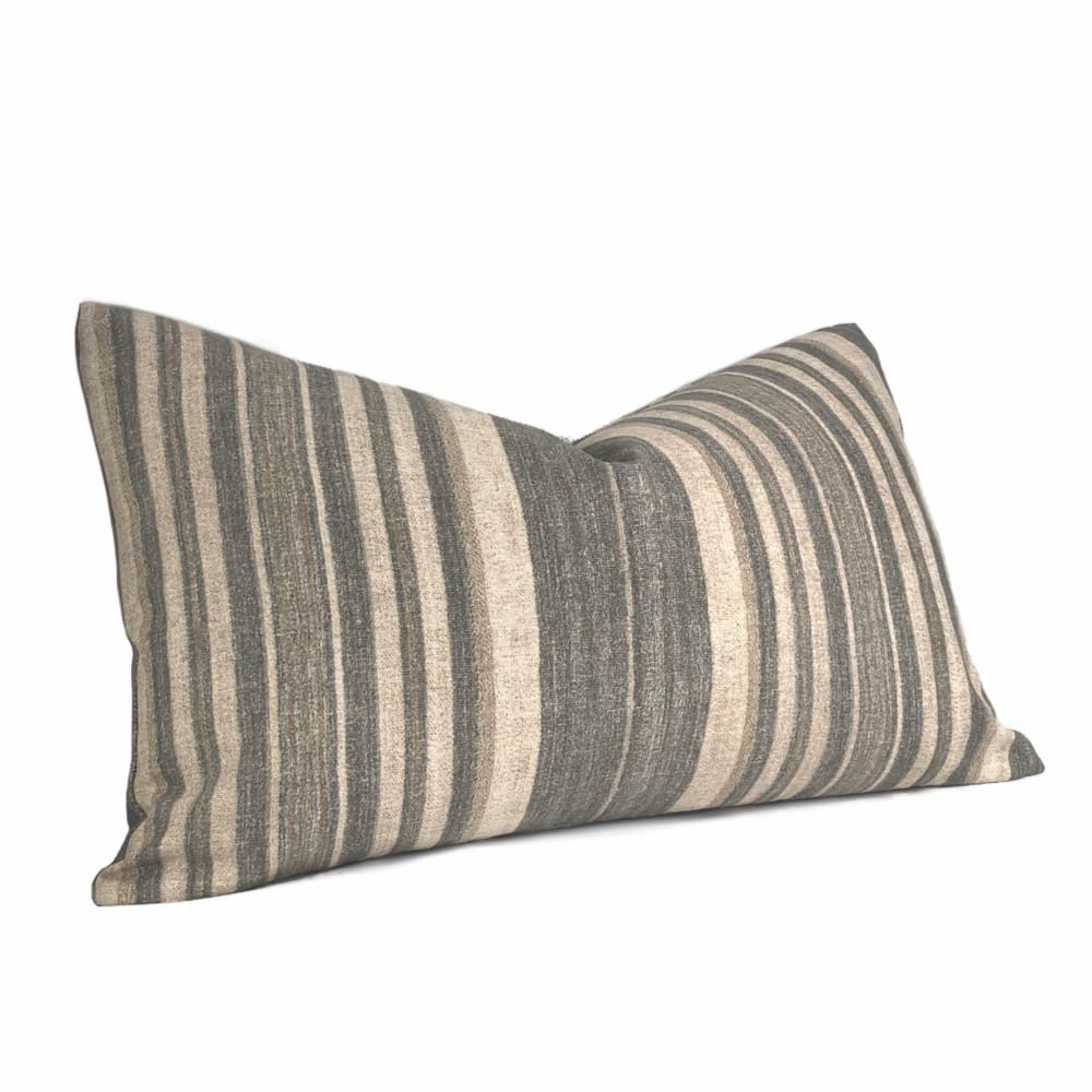 Cape Cod Brown Beige Stripe Cotton Print Pillow Cover - Aloriam