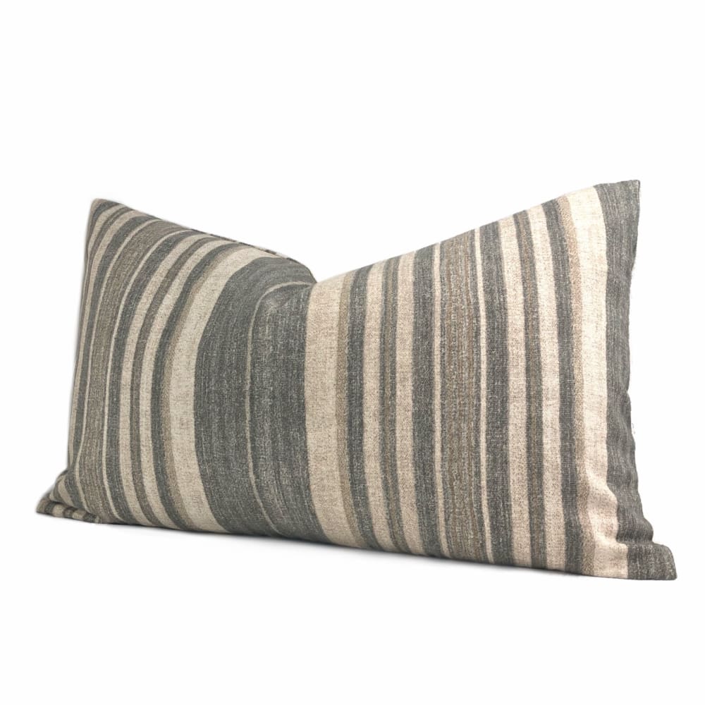 Cape Cod Brown Beige Stripe Cotton Print Pillow Cover - Aloriam