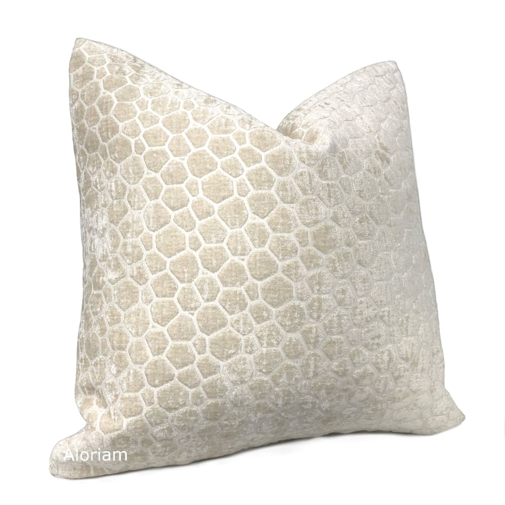 Carrick Cream Modern Geometric Chenille Pillow Cover - Aloriam