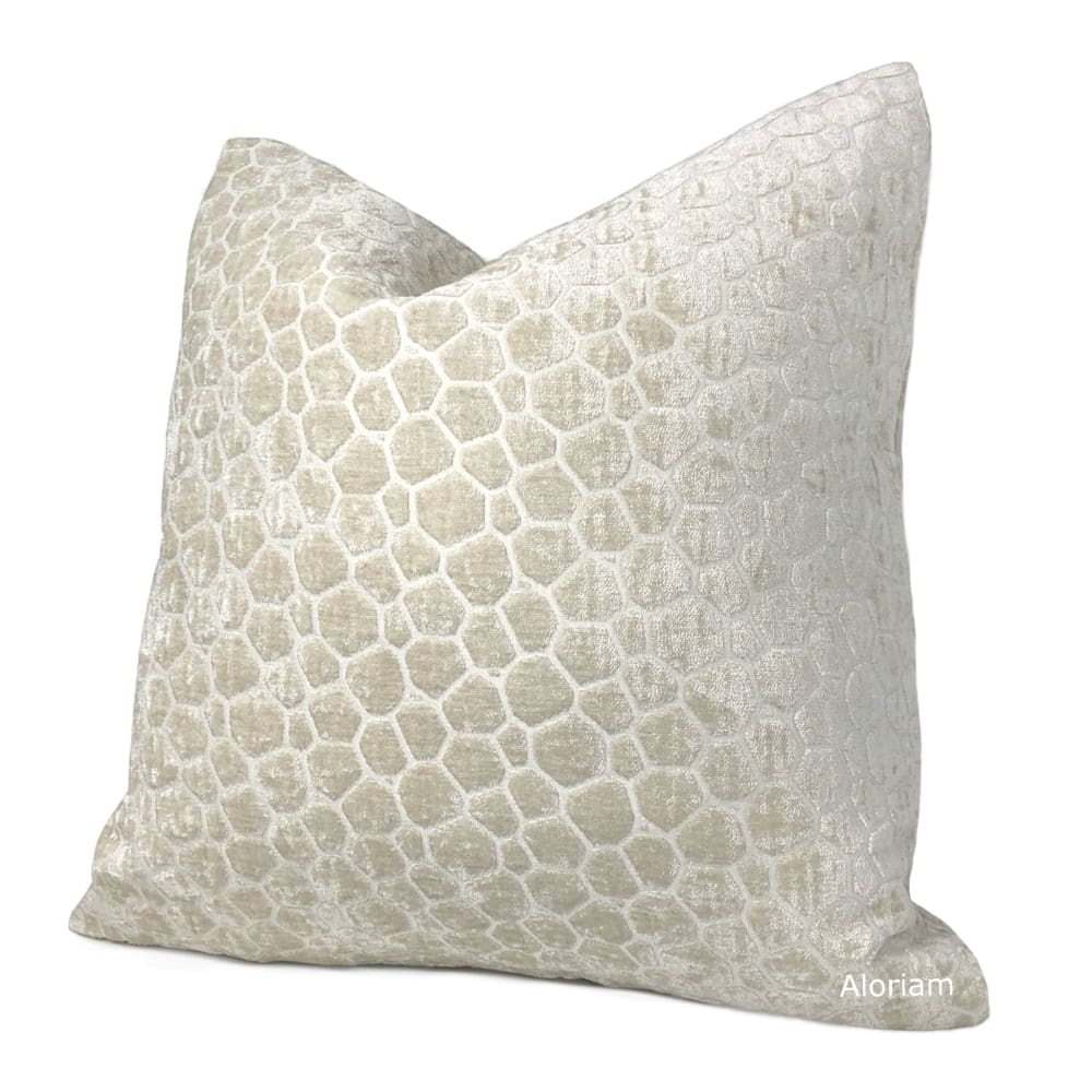 Carrick Cream Modern Geometric Chenille Pillow Cover - Aloriam