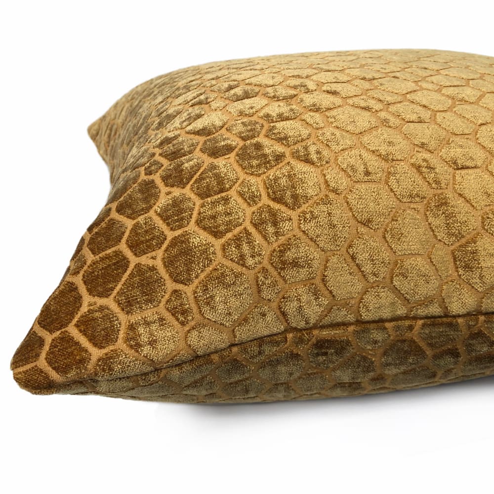 Carrick Golden Amber Modern Geometric Chenille Pillow Cover - Aloriam