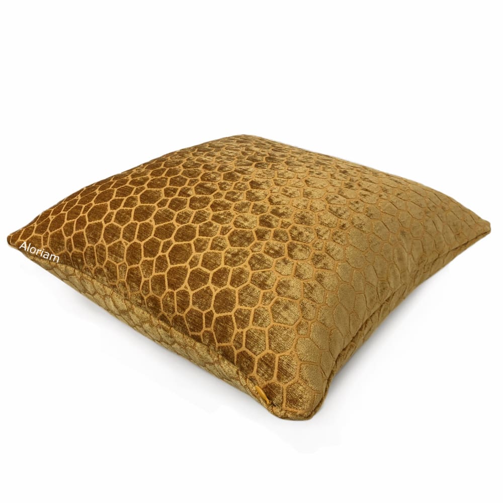 Carrick Golden Amber Modern Geometric Chenille Pillow Cover - Aloriam