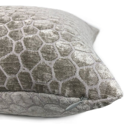 Carrick Gray Modern Geometric Chenille Pillow Cover - Aloriam