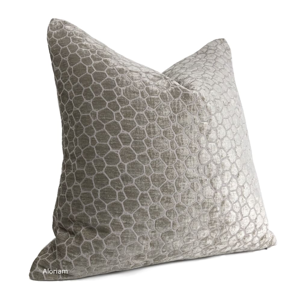 Carrick Gray Modern Geometric Chenille Pillow Cover - Aloriam