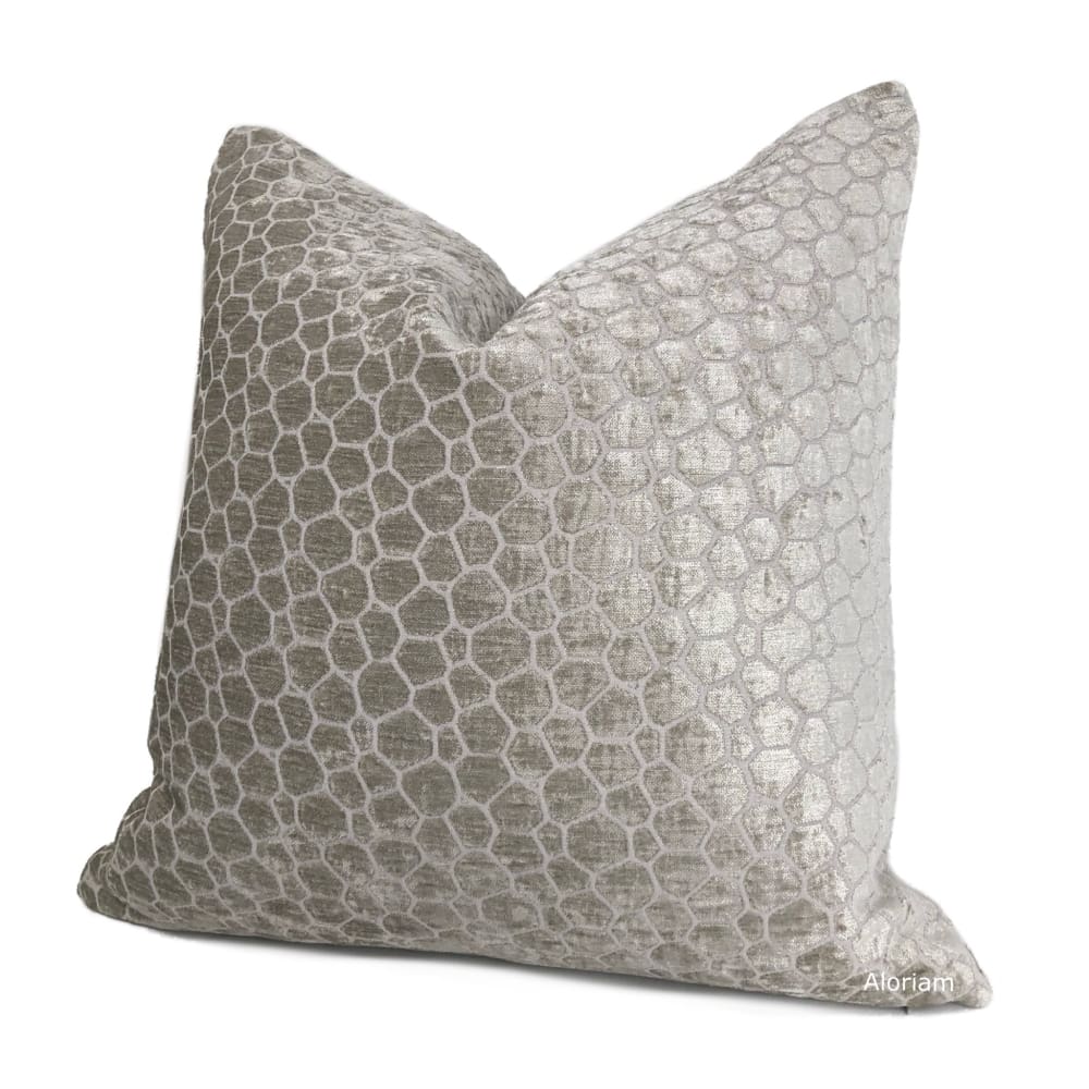 Carrick Gray Modern Geometric Chenille Pillow Cover - Aloriam