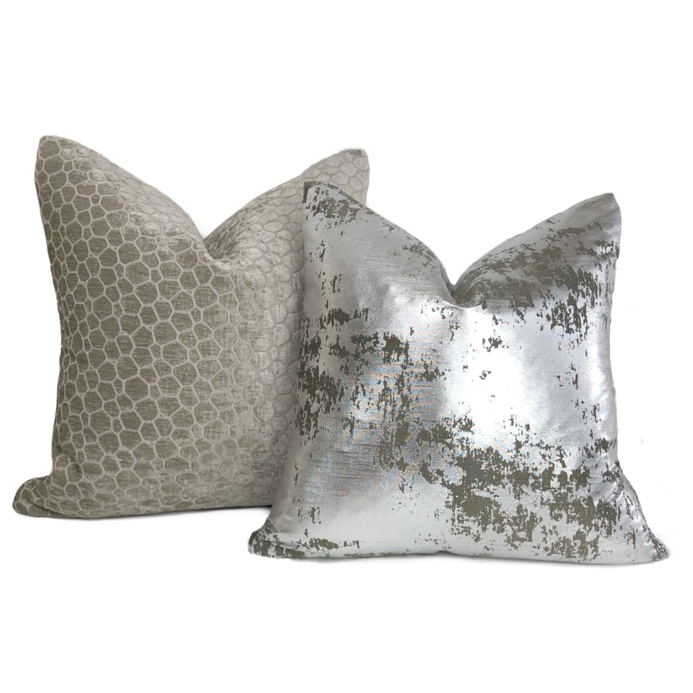 Carrick Gray Modern Geometric Chenille Pillow Cover - Aloriam