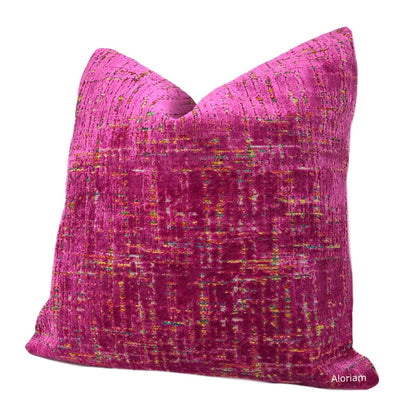 Cassidy Fuchsia Pink Tweed Textured Velvet Pillow Cover - Aloriam