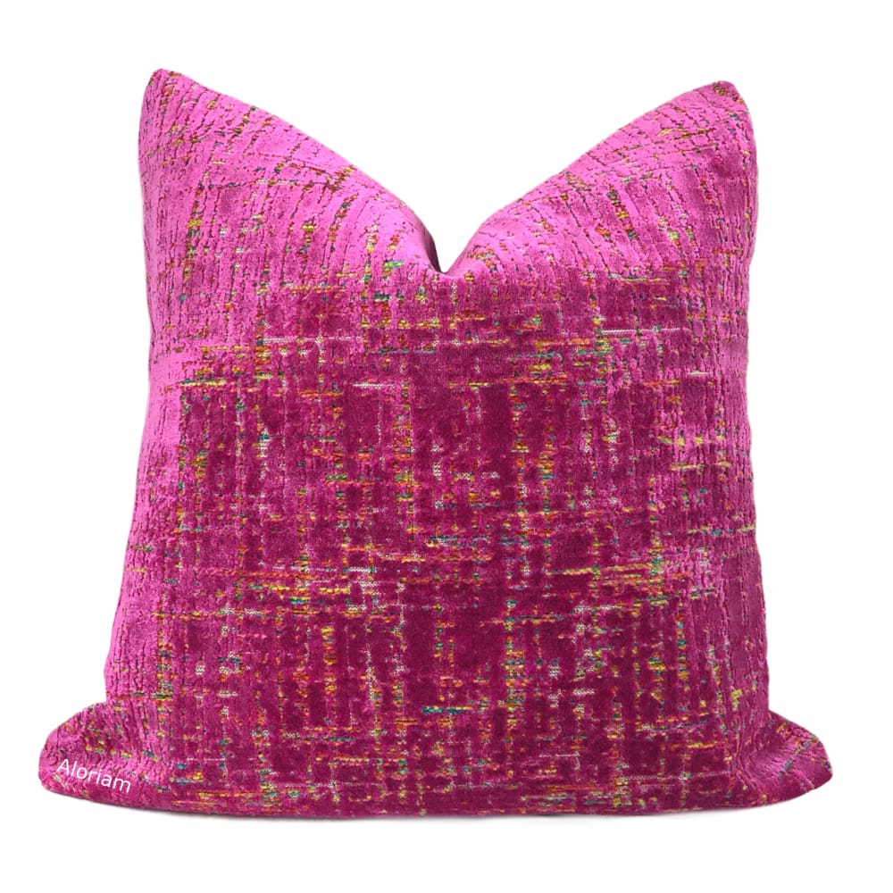 Cassidy Fuchsia Pink Tweed Textured Velvet Pillow Cover BACKORDER E Aloriam