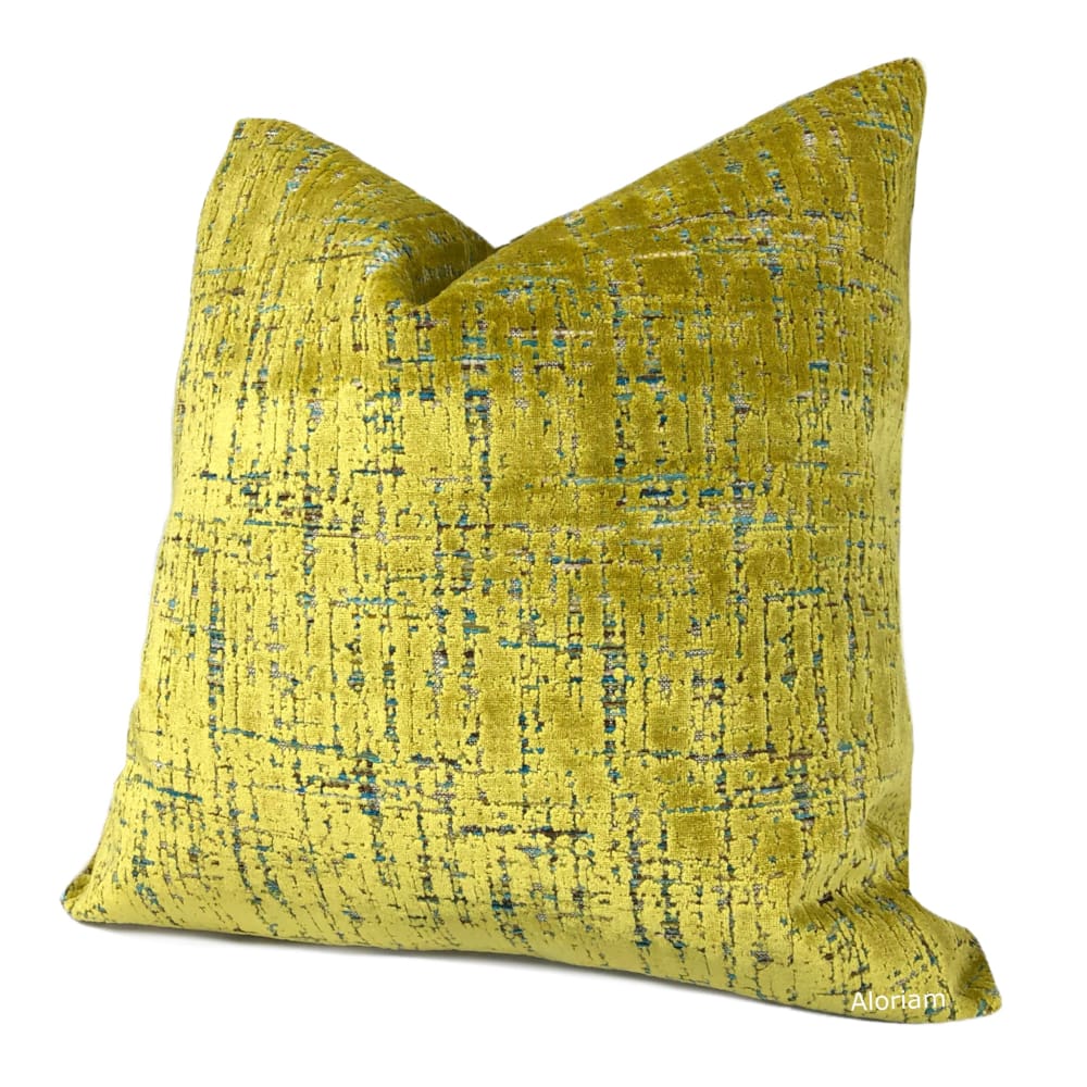 Cassidy Yellow Tweed Textured Velvet Pillow Cover - Aloriam