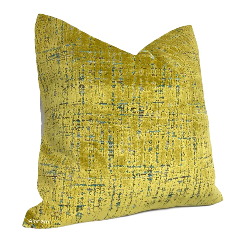 Cassidy Yellow Tweed Textured Velvet Pillow Cover - Aloriam