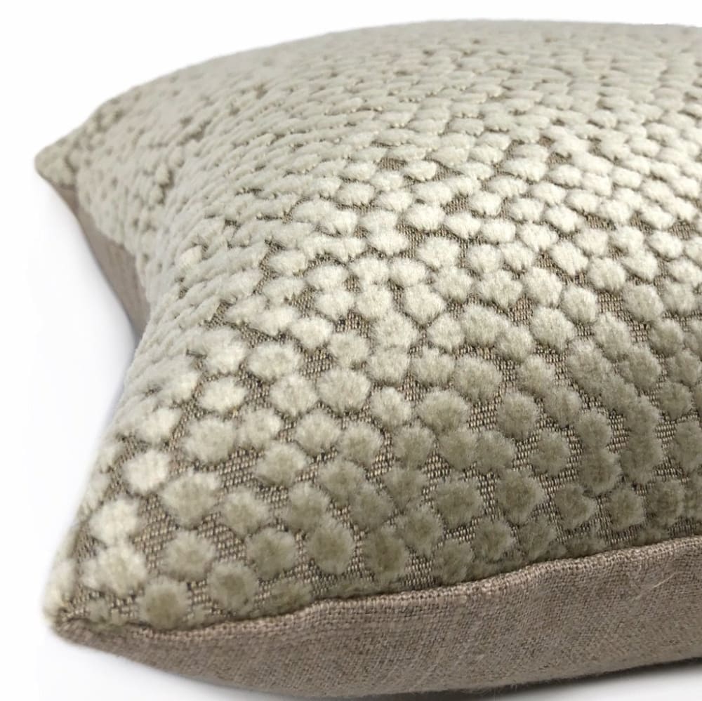 Catelyn Flax Beige Velvet Dots Pillow Cover