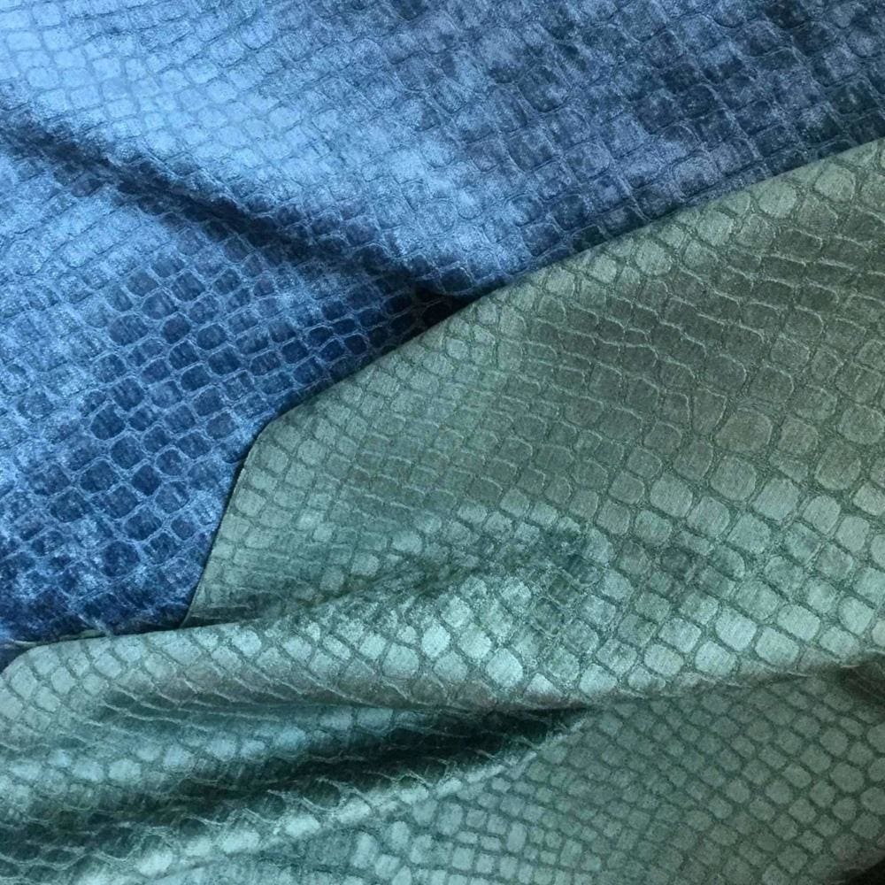 Cerulean Blue Crocodile Alligator Shiny Chenille Velvet Pillow Cover Cushion Pillow Case Euro Sham 16x16 18x18 20x20 22x22 24x24 26x26 28x28 Lumbar Pillow 12x18 12x20 12x24 14x20 16x26 by Aloriam