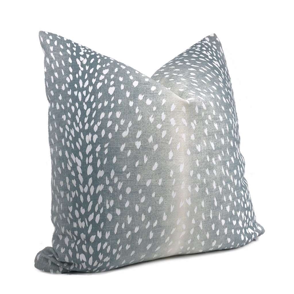 Cervidae Denim Blue White Deer Hide Animal Print Pillow Cover Cushion Pillow Case Euro Sham 16x16 18x18 20x20 22x22 24x24 26x26 28x28 Lumbar Pillow 12x18 12x20 12x24 14x20 16x26 by Aloriam