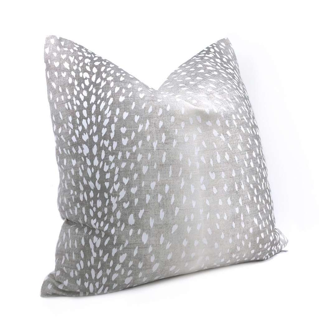 Cervidae Gray White Deer Hide Animal Print Pillow Cover Cushion Pillow Case Euro Sham 16x16 18x18 20x20 22x22 24x24 26x26 28x28 Lumbar Pillow 12x18 12x20 12x24 14x20 16x26 by Aloriam