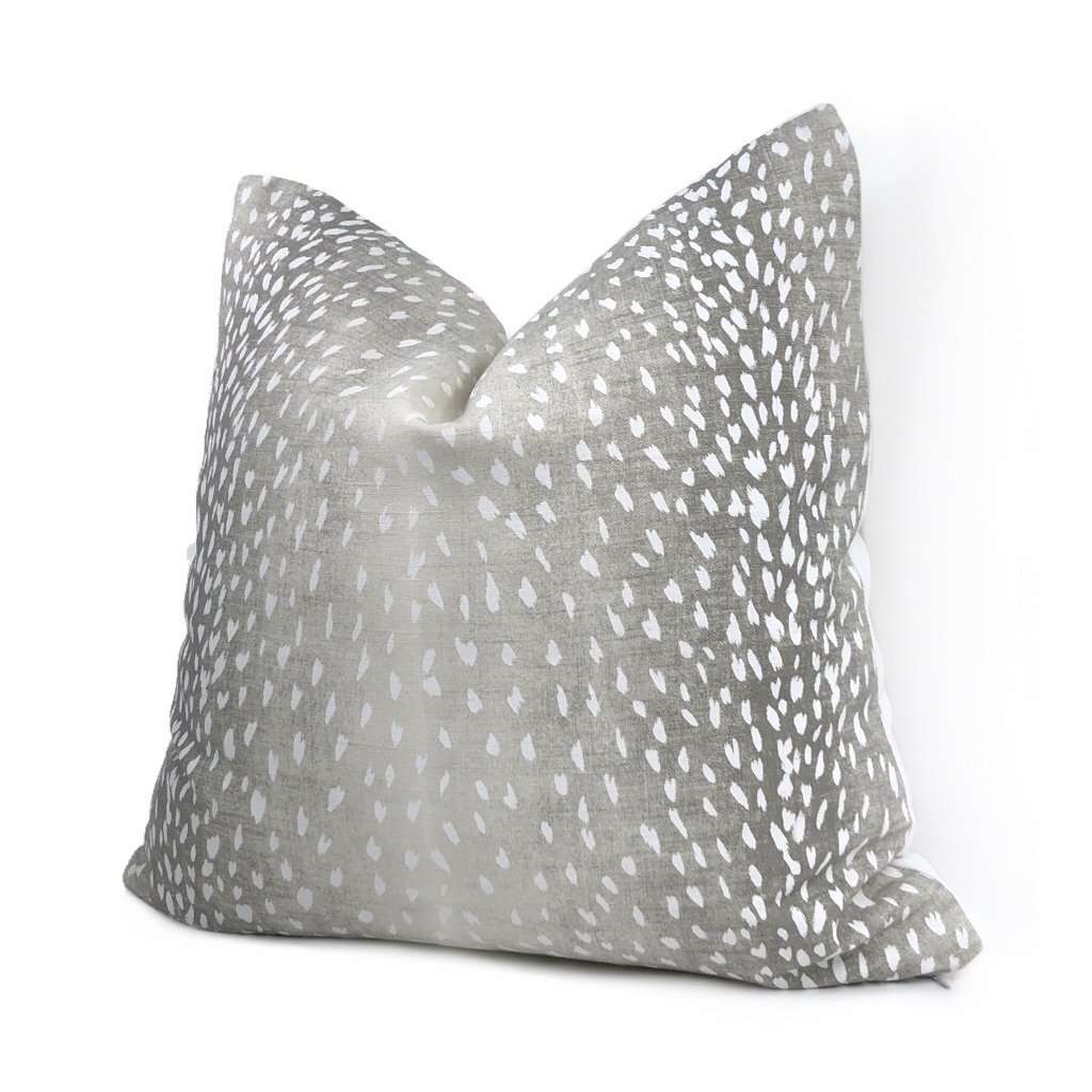 Cervidae Gray White Deer Hide Animal Print Pillow Cover Cushion Pillow Case Euro Sham 16x16 18x18 20x20 22x22 24x24 26x26 28x28 Lumbar Pillow 12x18 12x20 12x24 14x20 16x26 by Aloriam