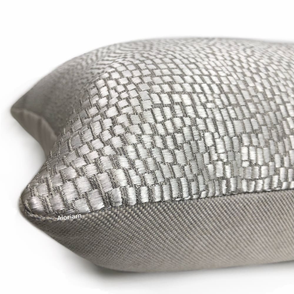 Cinna Silver Gray Abstract Tile Pillow Cover - Aloriam