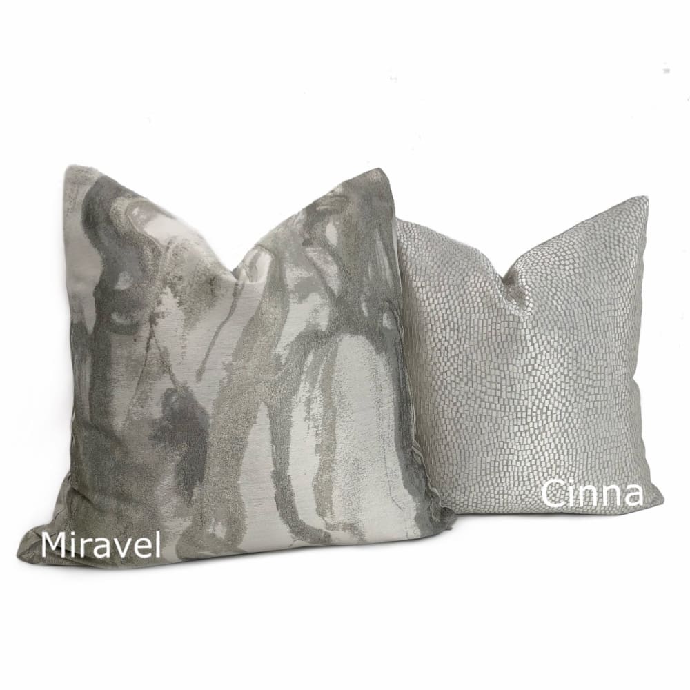 Cinna Silver Gray Abstract Tile Pillow Cover - Aloriam