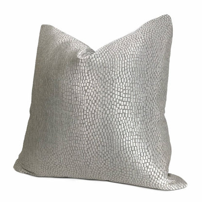 Cinna Silver Gray Abstract Tile Pillow Cover - Aloriam