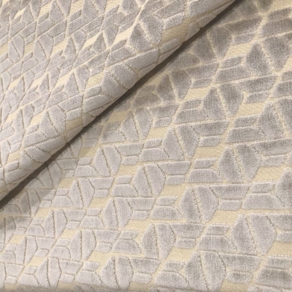 Clarice Gray Beige Geometric Cut Velvet Pillow Cover - Aloriam