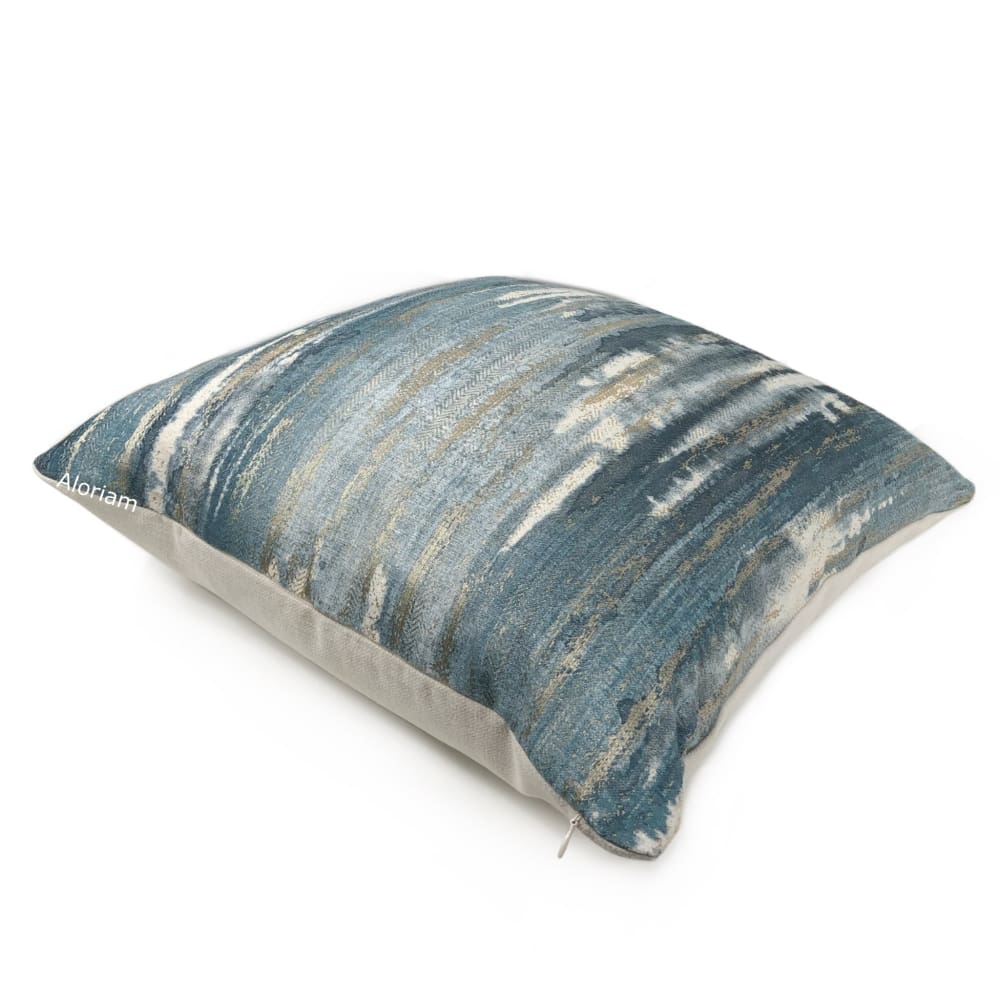 Clarke & Clarke Latour Lagoon Blue Tonal Mix Abstract Texture Pillow Cover by Aloriam