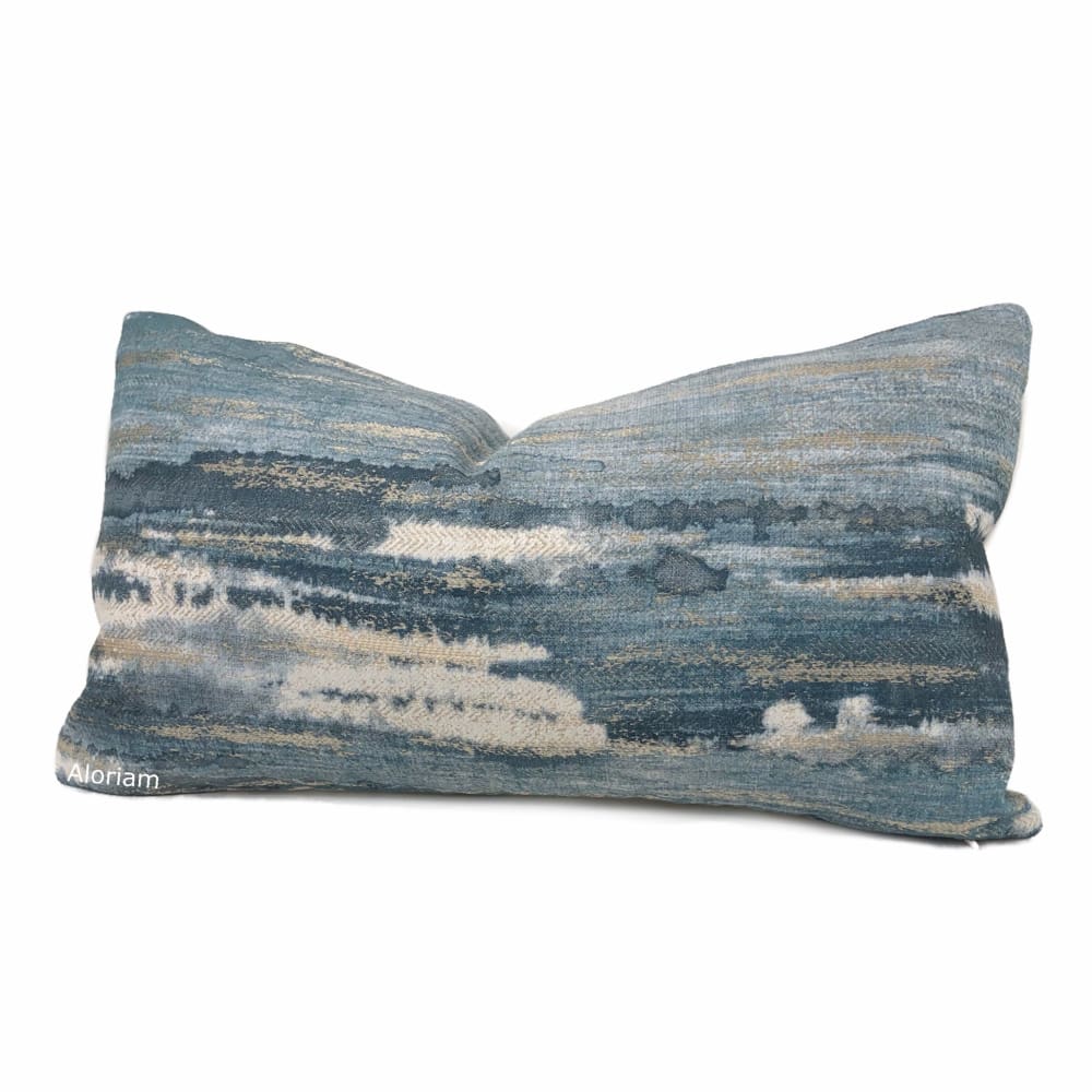 Clarke & Clarke Latour Lagoon Blue Tonal Mix Abstract Texture Pillow Cover - Aloriam