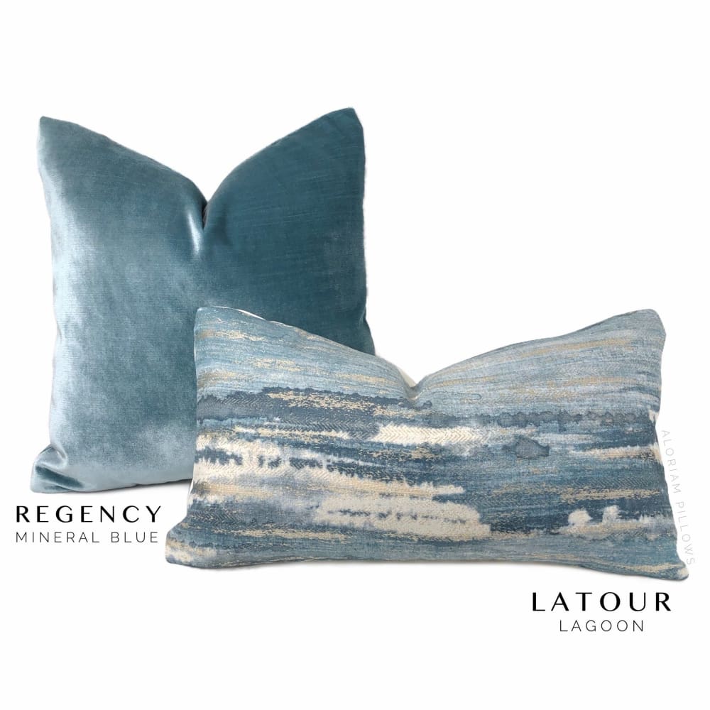 Clarke & Clarke Latour Lagoon Blue Tonal Mix Abstract Texture Pillow Cover - Aloriam