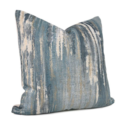 Clarke & Clarke Latour Lagoon Blue Tonal Mix Abstract Texture Pillow Cover by Aloriam