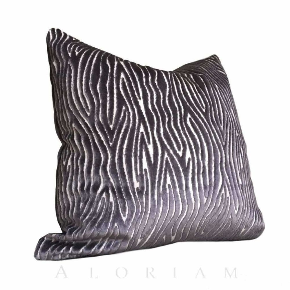 Clarke & Clarke Onda Smoky Brown Purple Cut Velvet Faux Bois Abstract Pillow Cushion Cover - Aloriam