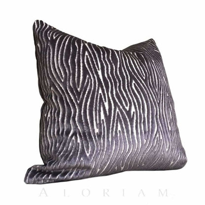 Clarke & Clarke Onda Smoky Brown Purple Cut Velvet Faux Bois Abstract Pillow Cushion Cover - Aloriam