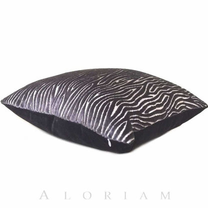 Clarke & Clarke Onda Smoky Brown Purple Cut Velvet Faux Bois Abstract Pillow Cushion Cover - Aloriam