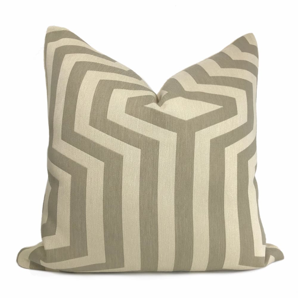 Cochran Stone Beige Taupe Geometric Pillow Cover - Aloriam