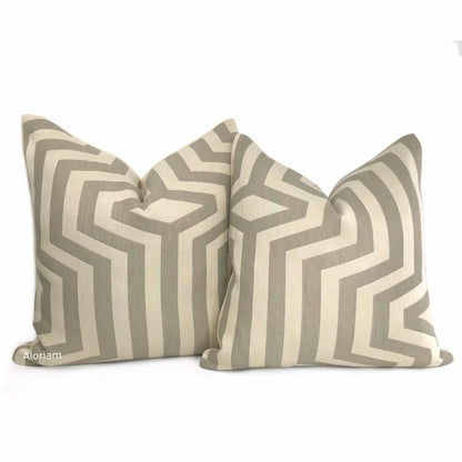 Cochran Stone Beige Taupe Geometric Pillow Cover - Aloriam