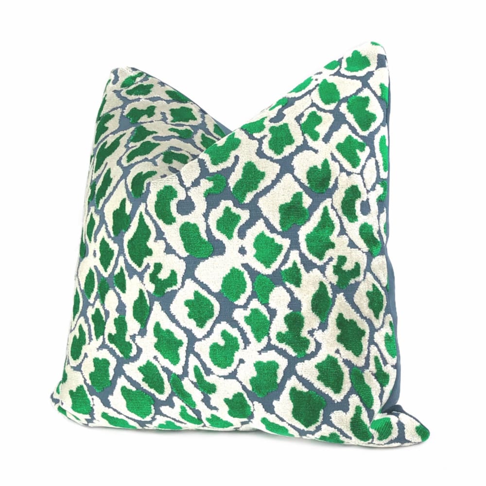 Coco Blue Green Leopard Velvet Pillow Cover - Aloriam