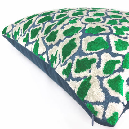 Coco Blue Green Leopard Velvet Pillow Cover - Aloriam