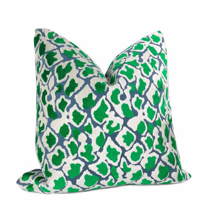 Coco Blue Green Leopard Velvet Pillow Cover - Aloriam