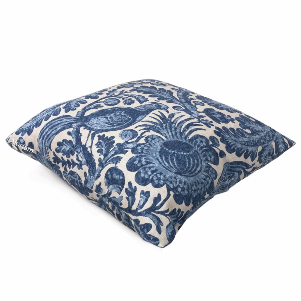 Colonial Williamsburg Tucker Resist Batik Floral Bird Print Pillow Cover - Aloriam