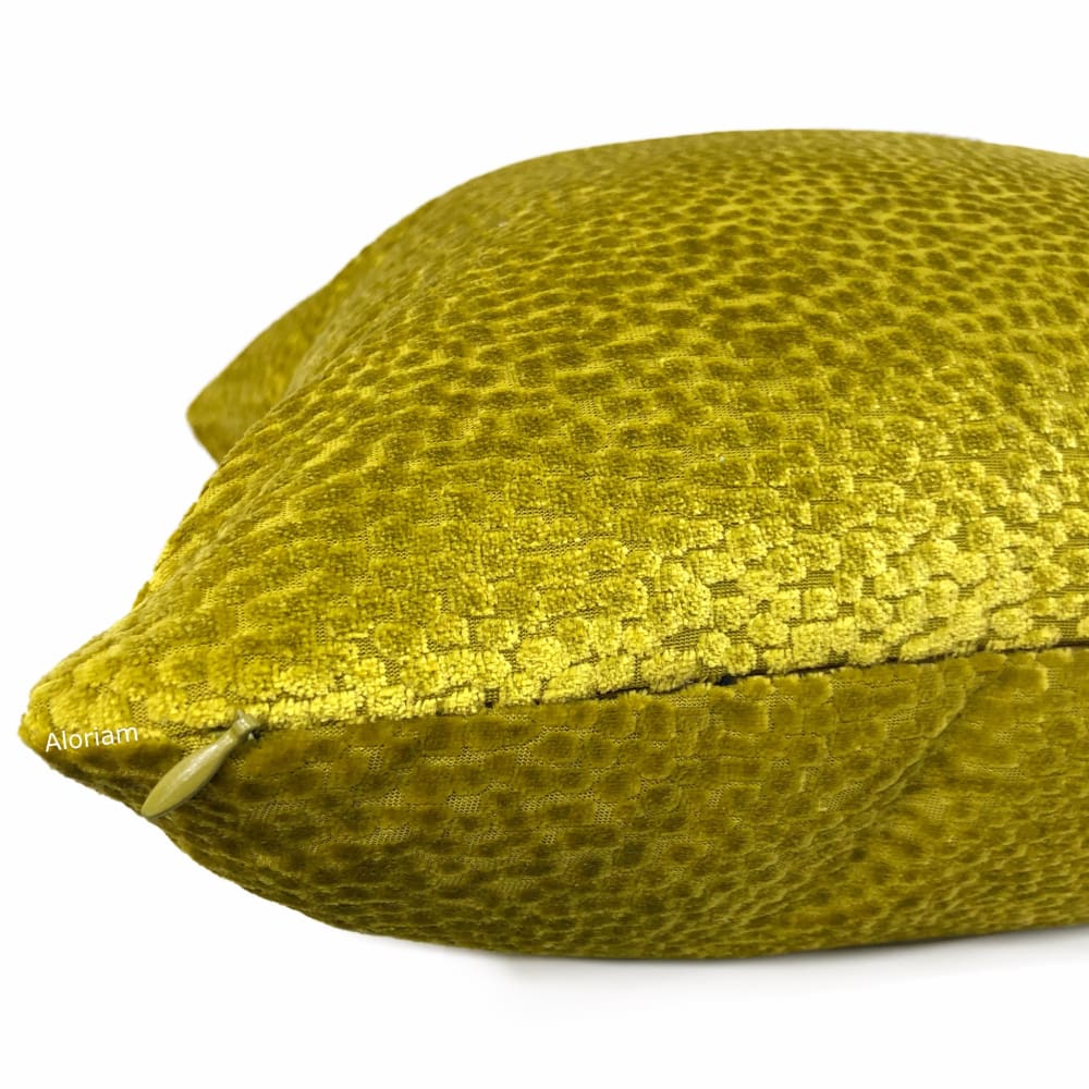 Comtessa Acid Yellow Gold Velvet Dots Pillow Cover - Aloriam