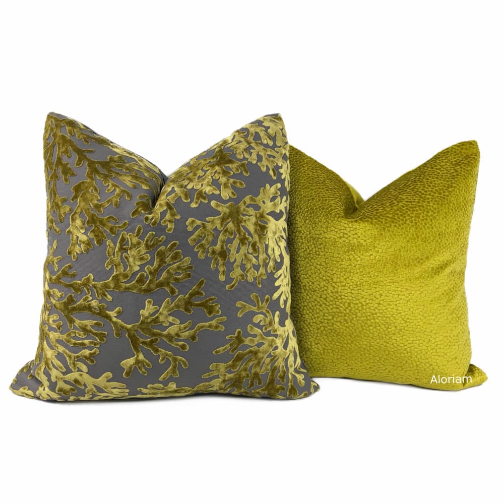 Comtessa Acid Yellow Gold Velvet Dots Pillow Cover - Aloriam