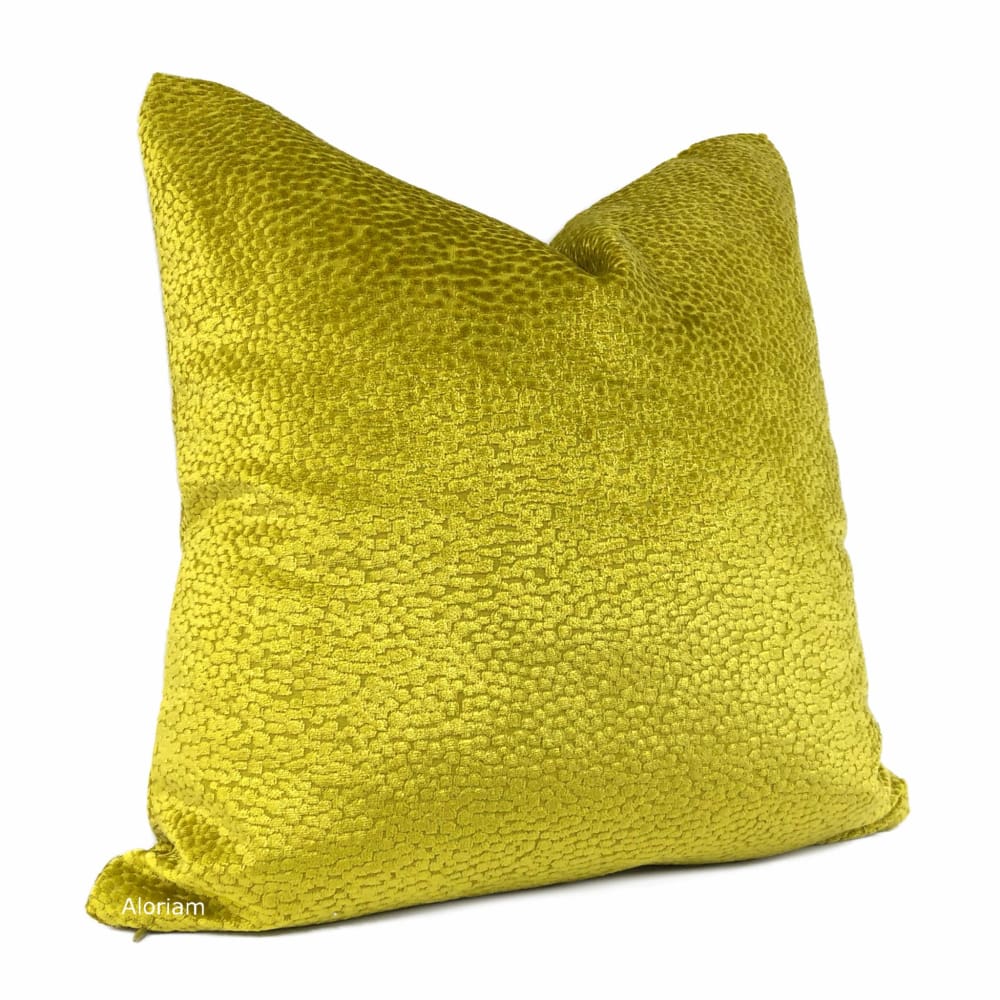 Comtessa Acid Yellow Gold Velvet Dots Pillow Cover - Aloriam