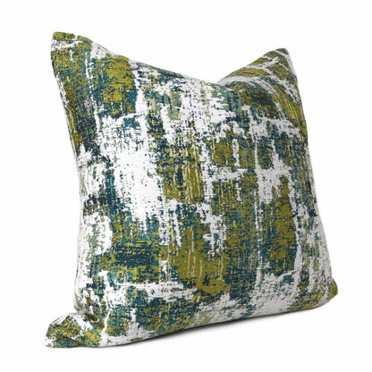 Conti Green Teal White Abstract Woven Texture Pillow Cover - Aloriam