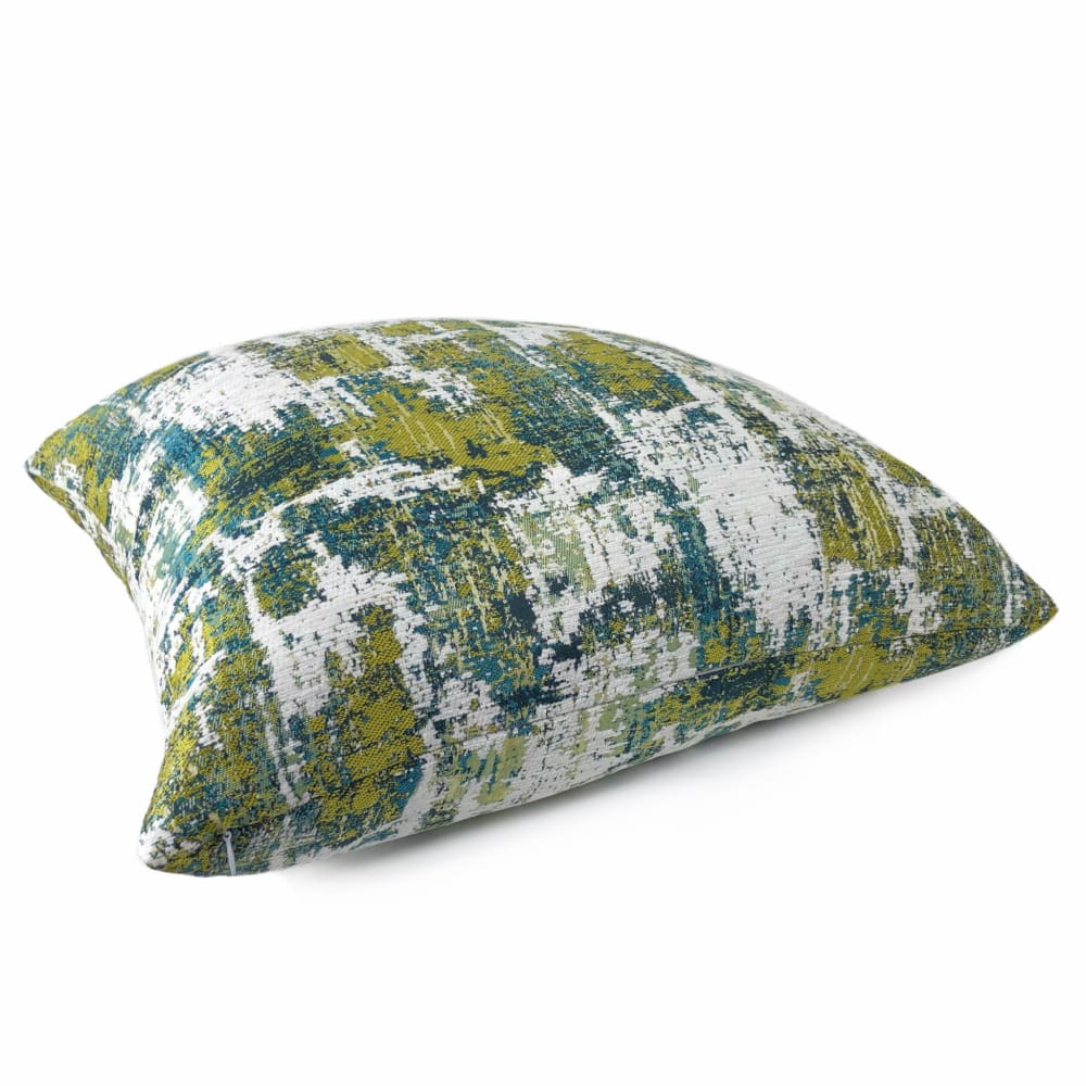 Conti Green Teal White Abstract Woven Texture Pillow Cover - Aloriam