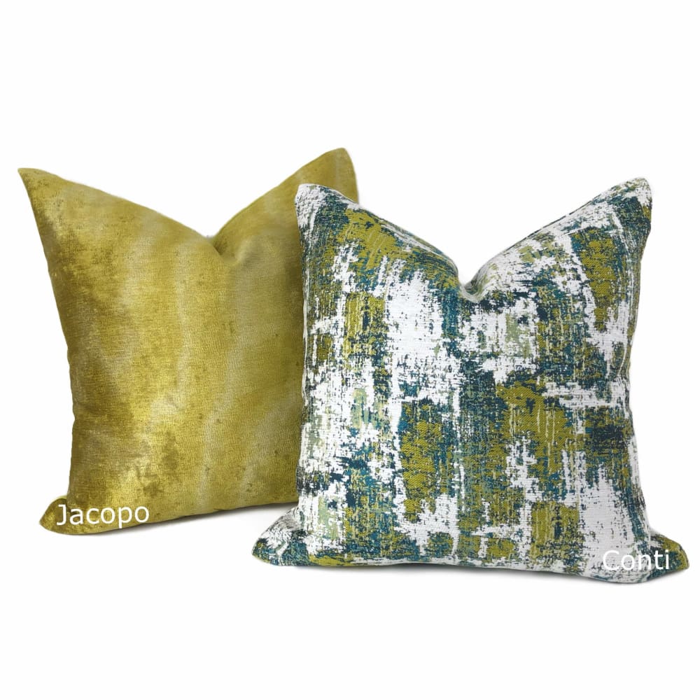 Conti Green Teal White Abstract Woven Texture Pillow Cover - Aloriam