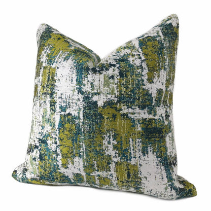 Conti Green Teal White Abstract Woven Texture Pillow Cover - Aloriam