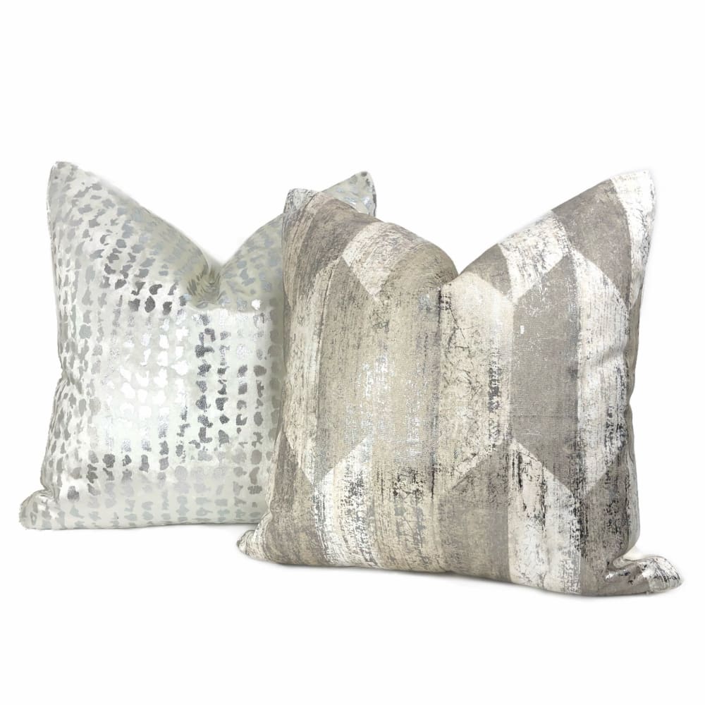 Cooper Silver Glazed Taupe Hexagon Pillow Cover - Aloriam