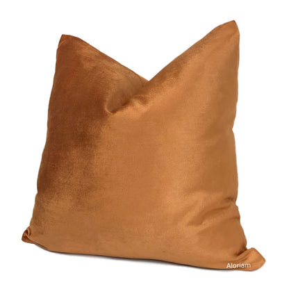 Copper Orange Rayon Cotton Velvet Pillow Cover - Aloriam